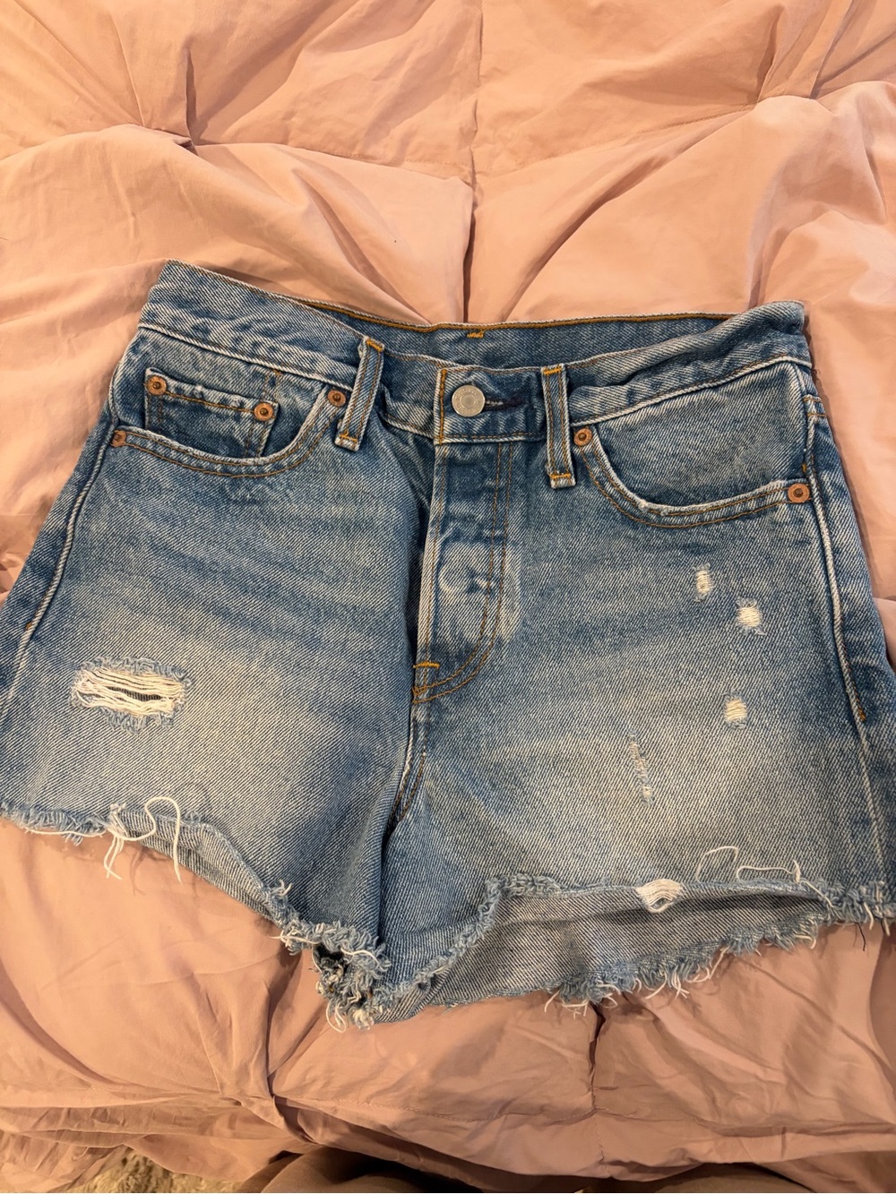 Levi’s Classic High-Rise Light Blue Denim Cutoff Shorts
